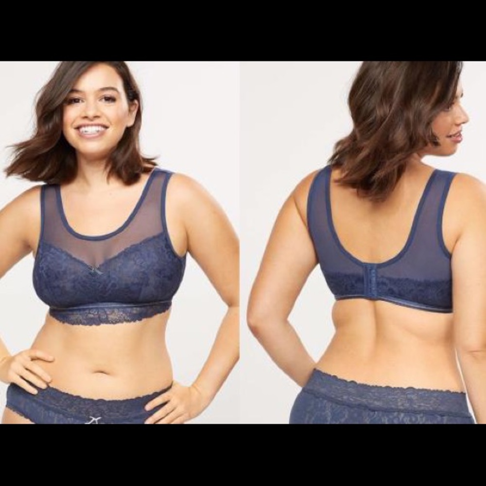 Lane Bryant BLACK Modern Lace & Mesh Bralette